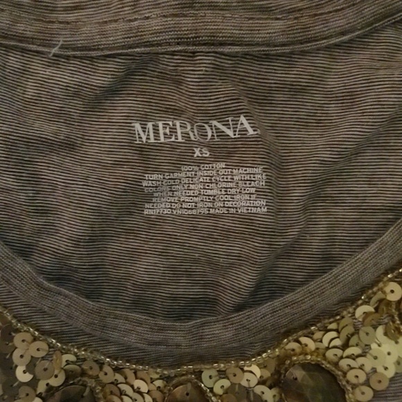 Merona Embellished Microstripe Shirt Size XS - Picture 3 of 3